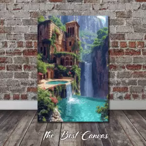 Majestic Waterfall Mansion Art