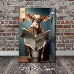 Cow Sitting on the Toilet #2 Funny Bathroom