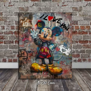 Urban Graffiti Mickey Canvas Wall Art - Hip Hop & Grunge Style Art