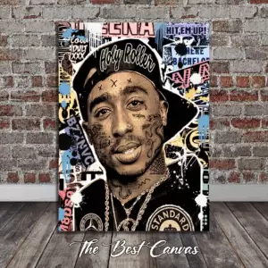Tupac Shakur Street Art Canvas - 2Pac Urban Graffiti Style Wall Decor.
