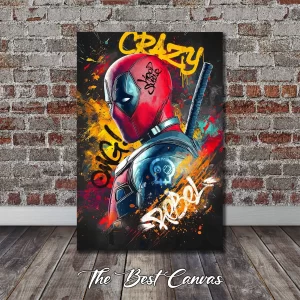 Deadpool Marvel Superhero Canvas Art – High-Quality Graffiti Style Wall Decor