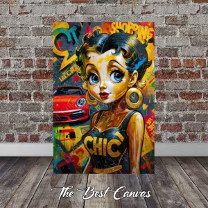 Vibrant Betty Boop Wall Art - A Unique Fusion of Pop and Graffiti Style