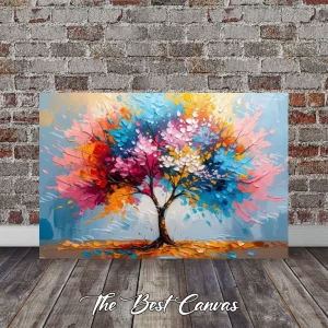 Vibrant Abstract Tree Digital Painting: Colorful Life Art Print