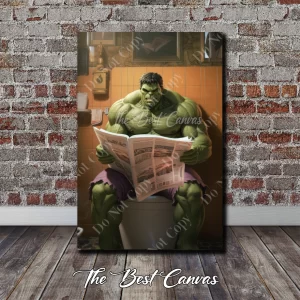 Hulk on the Toilet Reading Newspaper - Funny Superhero Art