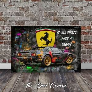 Ferrari 308 GTB Artwork - Colorful Splatter Paint Style