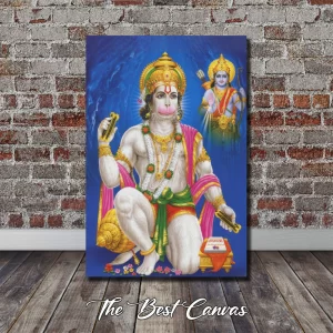 Hindu Mythology vintage Style Art Print - Hanuman, the Monkey God, and Lord Rama