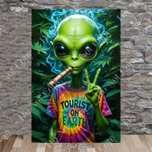 Alien High: Humor Marijuana Art with a Space Traveler