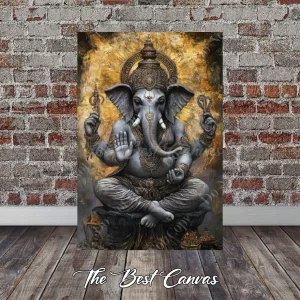 Ganesha Statue Look Printed Canvas - Hindu Elephant God