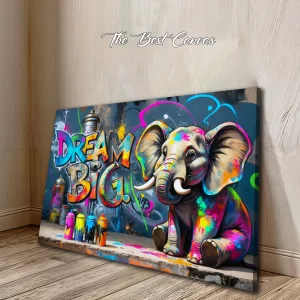 Kids Room Decor: Colorful Graffiti Elephant - Pop Art - Urban Street Style