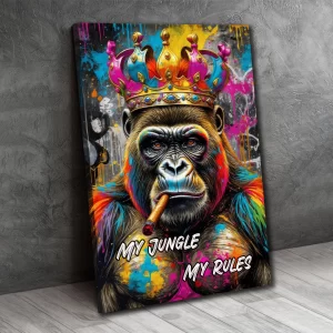 Vibrant Gorilla Art: "My Jungle My Rules"Graffiti