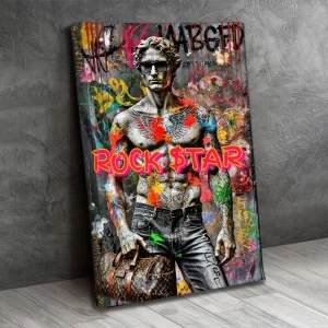David Graffiti Art: Modern Pop Rock Star Statue