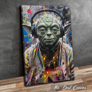 Yoda Pop Art Canvas: Urban Graffiti Star Wars Artwork