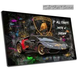 Lamborghini Huracán Art Print | Graffiti Splash Supercar Poster | Motivational Luxury Wall Art
