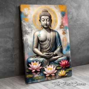 Modern Buddha Canvas Art | Serene Meditation Print for Home Decor