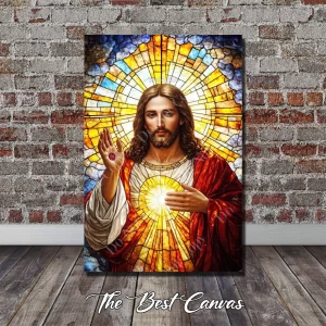 Jesus Stained Glass, Religious Art Print, Religious Graphics