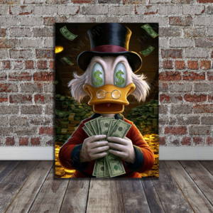 Scrooge McDuck Dollar Eyes Wall Art | Modern Entrepreneur Motivation Canvas Print