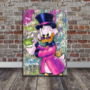 Urban Scrooge McDuck Graffiti Wall Art - Abstract Money Background Canvas Art