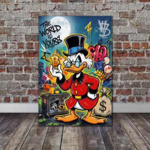 Scrooge McDuck Bitcoin Canvas Art – Street Art Graffiti Pop Culture Canvas Poster