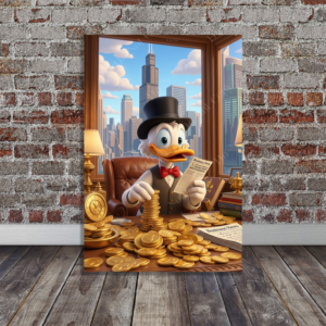 Scrooge McDuck Money Art Canvas – Modern Pop Art Office Decor