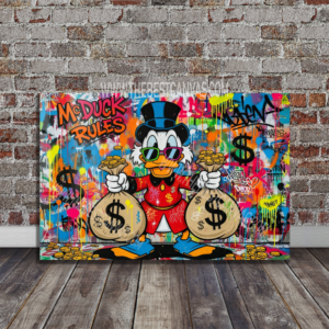Scrooge McDuck Hustle Canvas Print, Trendy Hypebeast Room Decor