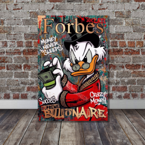 Scrooge McDuck Forbes Street Art Canvas Print – Supreme Billionaire Wall Decor, Luxury Hustle Graffiti Poster