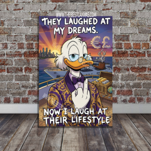 Scrooge McDuck Hustle Canvas Art - Rich Motivation Wall Decor, Financial Freedom Wall Art