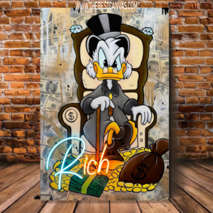 Scrooge McDuck Billionaire Mindset Urban Art Print, Cash Flow King Office Canvas