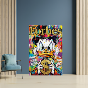 Scrooge McDuck Forbes Canvas Art – Colorful Street Art Wall Decor – Vibrant Urban Pop Art Canvas